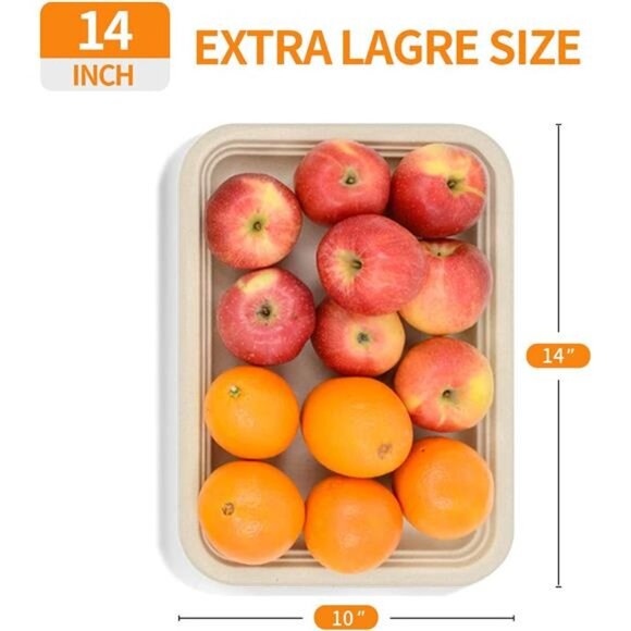 50 Pack 14 Inch Disposable Food Trays for Party, Large Paper Plates 14 inch - Picture 2 of 7